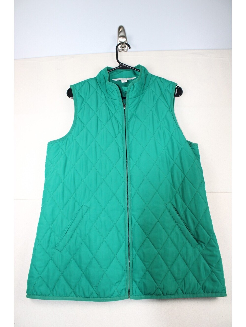 Coldwater Creek Green Quilted Zip Up Vest M